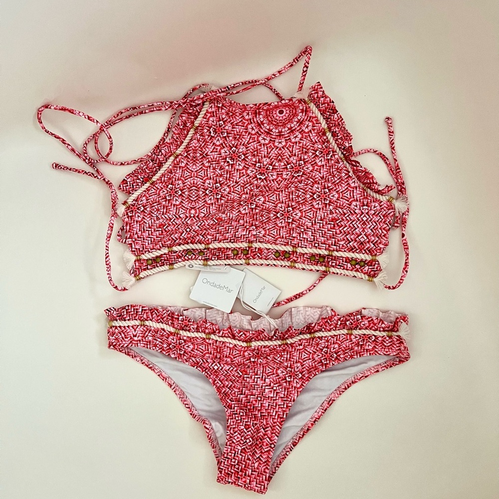 OndadeMar Pink and White Patterned Bikini